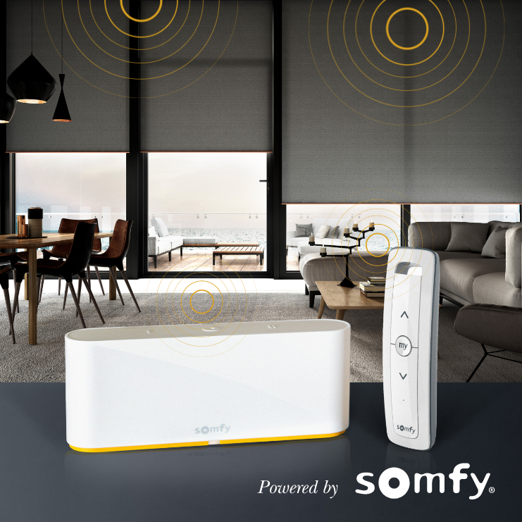 Photo of a living room with the Somfy system