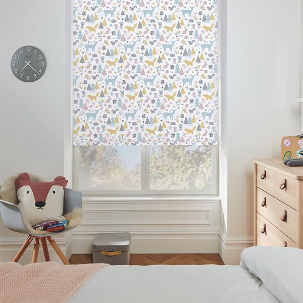 photo of table with white house plant on top next to window using brown perfect fit&reg; blinds 