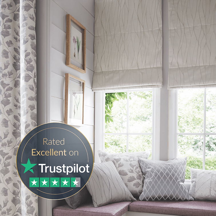 a photo to show that roman blinds from blinds direct a rated excellent on truspilot reviews
