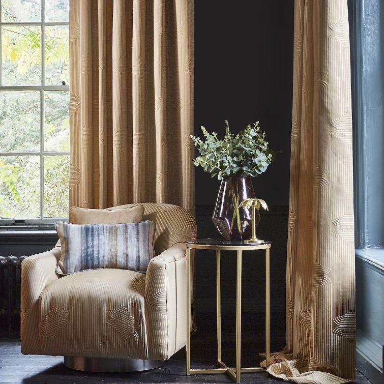 room set photo to show how eyelet curtains work well in an art deco inspired rooms 