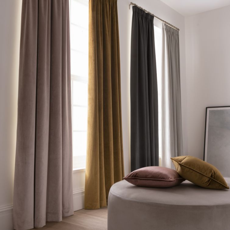 image to show example of the different types of colours pinch pleat curtains are available in 