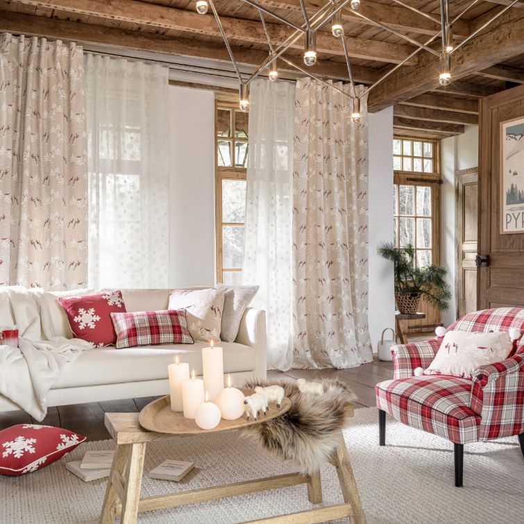 image to show how pinch pleat curtains work well in classic farmhouse interiors 