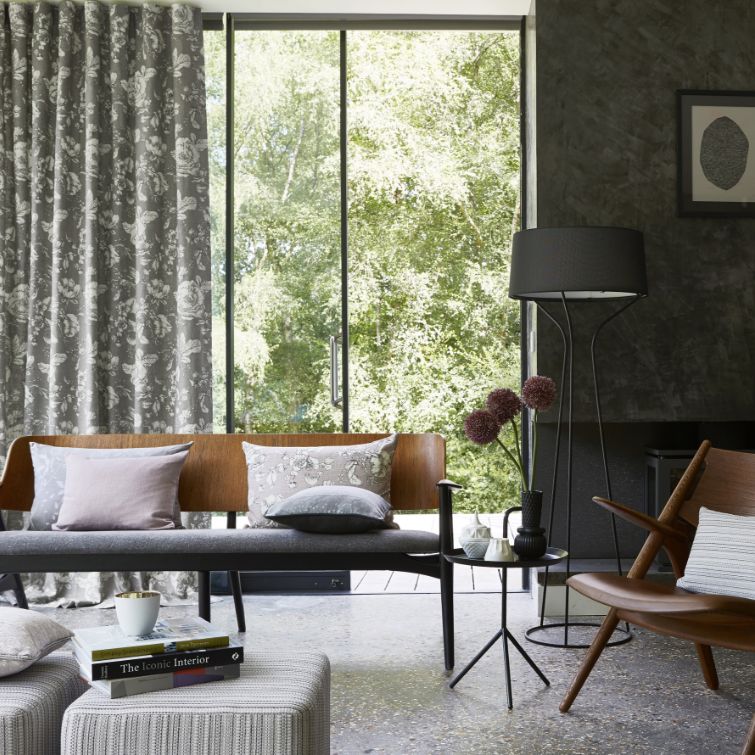 room set image to show how wave curtains can be used in a living room 