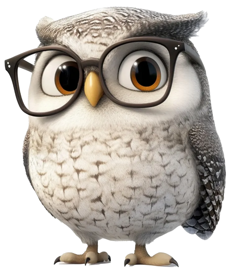 Image of an owl in glasses
