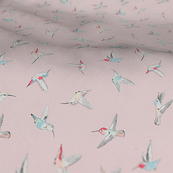 Clarke & Clarke Oasis Hummingbird Pink curtain