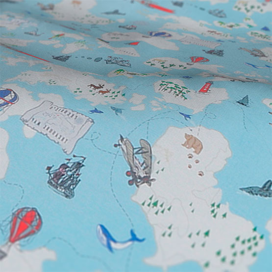 Olivia Bard Personalised Treasure Map Blue curtain