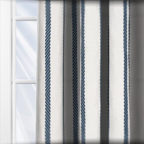 Clarke & Clarke Rope Stripe Blue curtain