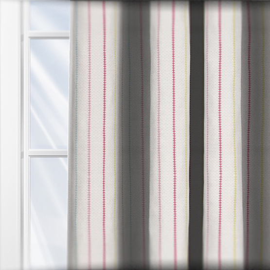 Clarke & Clarke Stitch Stripe Pink curtain