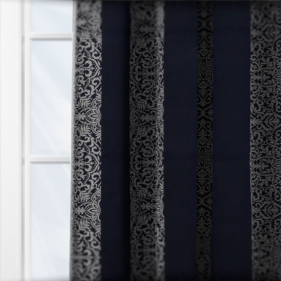 iLiv Brocade Stripe Sapphire curtain