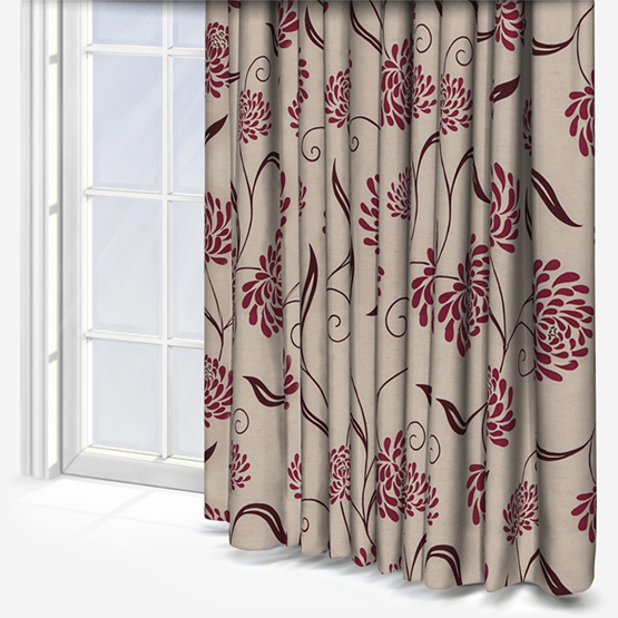 Eclipse Soft Chrysanth Scarlet curtain