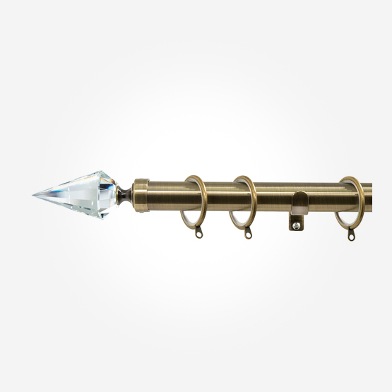 28mm Allure Antique Brass Pointed Crystal pole
