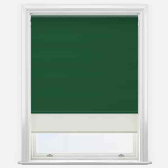 Double Roller Supreme Blackout Forest Green & Cream