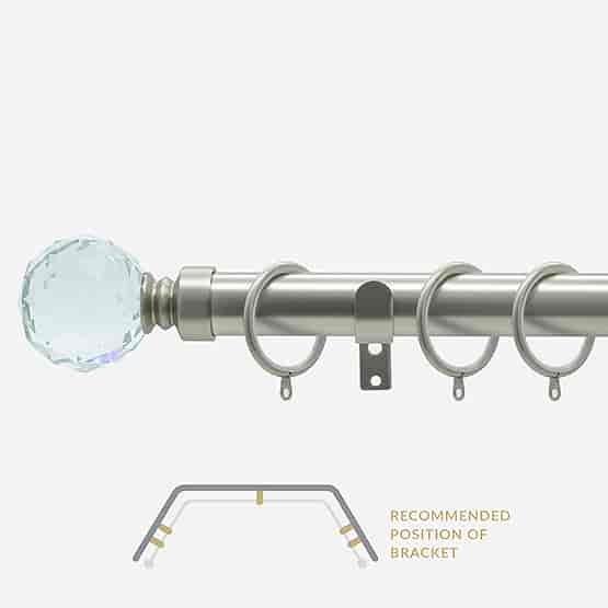 28mm Classic Brushed Steel Crystal Bay Window Curtain Pole
