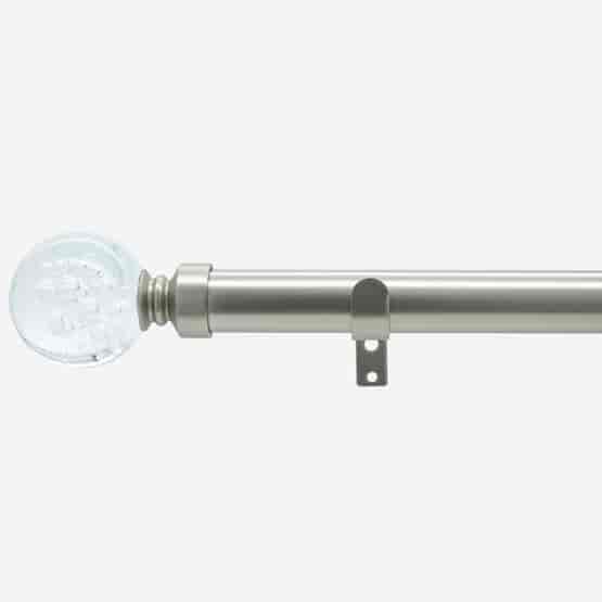 28mm Classic Brushed Steel Glass Bubbles Eyelet Curtain Pole