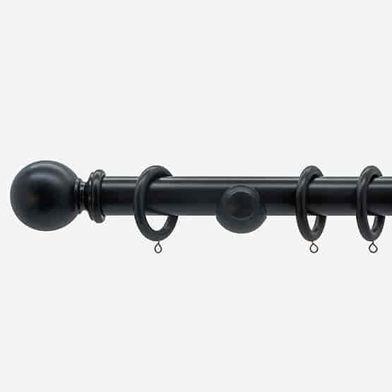 28mm Prime Black Ball Curtain Pole