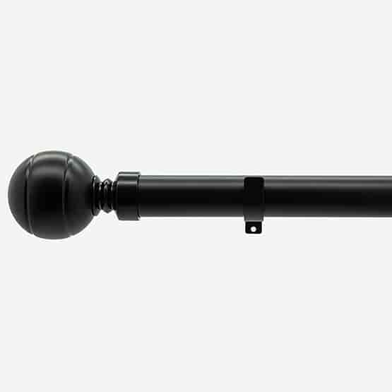 35mm Allure Classic Matt Black Ribbed Ball Finial Eyelet