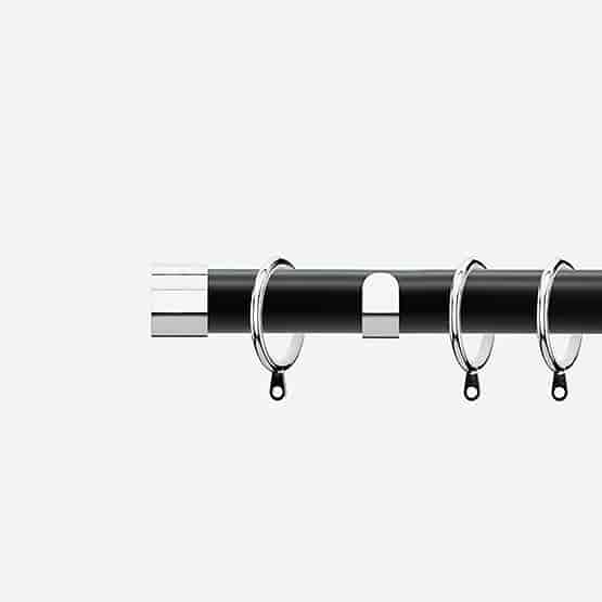 35mm Allure Classic Matt Black With Chrome End Cap Finial