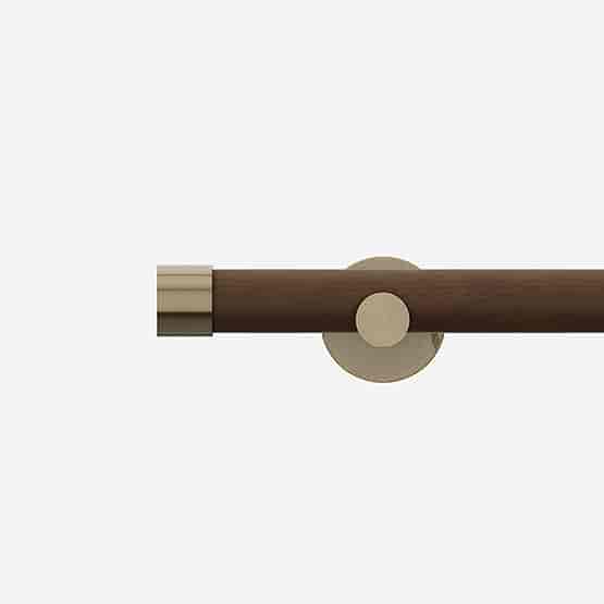 28mm Signature Antique Brass and  Walnut End Cap Eyelet Curtain Pole
