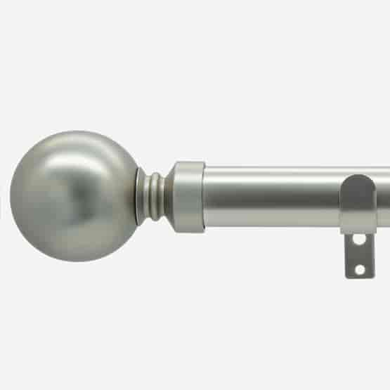 28mm Classic Brushed Steel Ball Bay Window Eyelet Curtain Pole