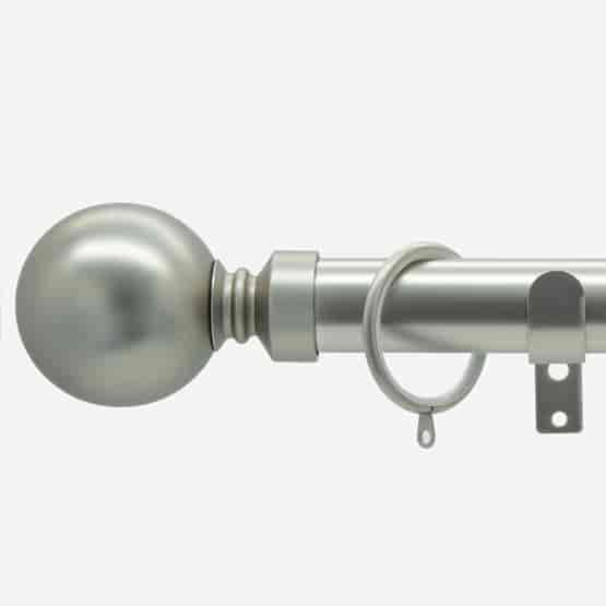 28mm Classic Brushed Steel Ball Curtain Pole