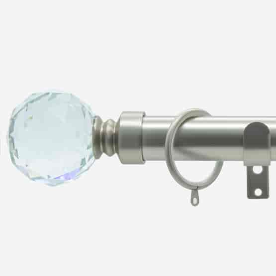 28mm Classic Brushed Steel Crystal Curtain Pole