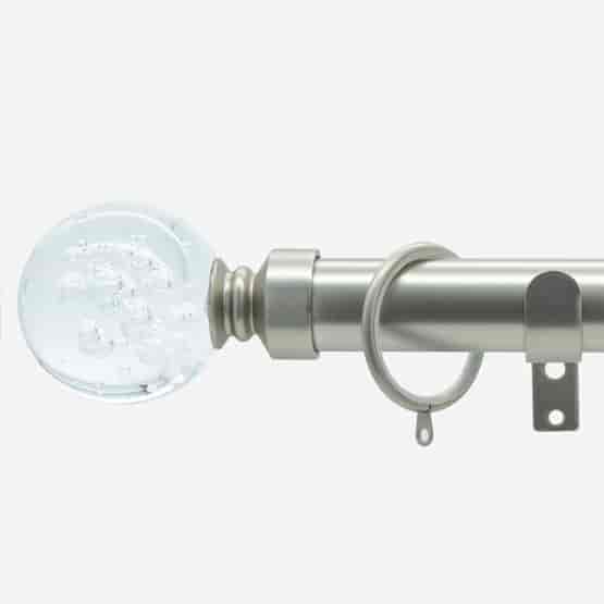 28mm Classic Brushed Steel Glass Bubbles Curtain Pole