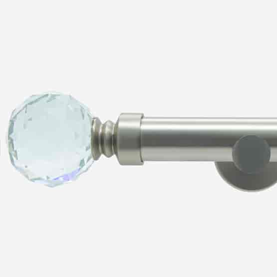 28mm Signature Brushed Steel Crystal Eyelet Curtain Pole