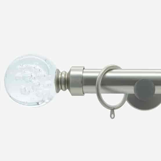 28mm Signature Brushed Steel Glass Bubbles Curtain Pole