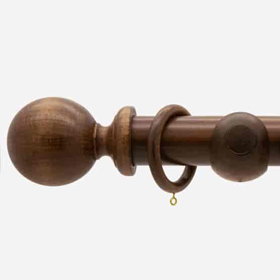 35mm Highgrove Dark Walnut Ball Finial Curtain Pole