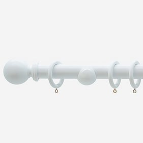 35mm Prime White Ball Curtain Pole