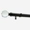 28mm Classic Matt Black Crystal Ball Eyelet Bay Window Curtain Pole