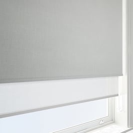 Leniro Blackout Pebble Grey & White Double Roller Blind