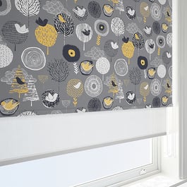 Birdsong Midnight & White Double Roller Blind