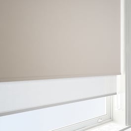 Carnival Blackout Taupe & White Double Roller Blind
