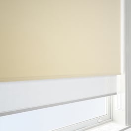Optima Blackout Light Taupe & White Double Roller Blind