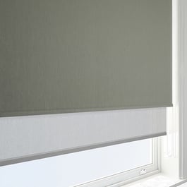 Optima Blackout Pewter & SunVue Dove Grey Double Roller Blind
