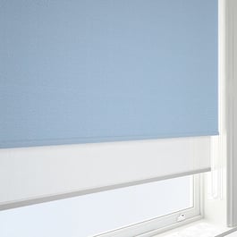 Supreme Blackout Powder Blue & White Double Roller Blind