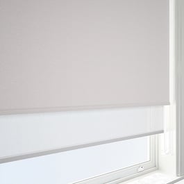 Supreme Blackout Pebble Grey & SunVue White Double Roller Blind