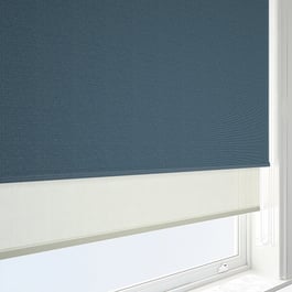Supreme Blackout Prussian Blue & Cream Double Roller Blind
