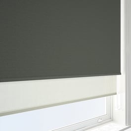 Supreme Blackout Shadow Grey & Cream Double Roller Blind