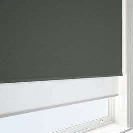 Supreme Blackout Shadow Grey & White Double Roller Blind