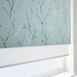 Willow Morning Mist & White Double Roller Blind