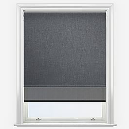 Leniro Blackout Rock Grey & SunVue Jet Black Double Roller Blind
