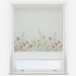 Wild Garden Poppy & White Double Roller Blind
