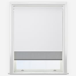 Touched By Design Supreme Blackout White & Sunvue Steel Grey Double Roller Blind