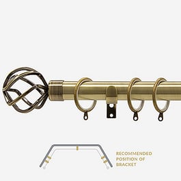 28mm Allure Classic Antique Brass Cage Bay Window Curtain Pole