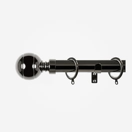 28mm Allure Classic Black Nickel Ribbed Ball Curtain Pole