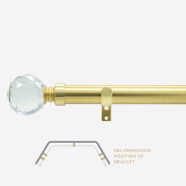 28mm Allure Classic Brushed Gold Crystal Bay Window Eyelet Curtain Pole