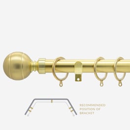 28mm Allure Classic Brushed Gold Lined Ball Bay Window Curtain Pole
