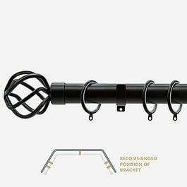 28mm Allure Classic Matt Black Cage Bay Window Curtain Pole